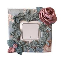 Switch sticker fabric lace living room home Nordic creative double switch protective cover European socket decorative wall sticker