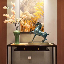 High-end fortune-seeking pure copper Tang horse handicraft ornaments living room successful wine cabinet entrance decoration office opening