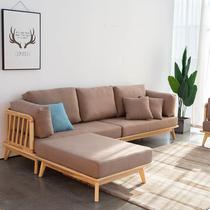 Muduoduo furniture log custom Nordic simple single and multi-person combination new ash wood frame fabric sofa