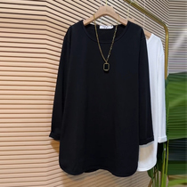 Fat Sister Solid Color Simple Casual Versatile Loose Top Plus Size Womens Autumn Net Version Long Sleeve Bottoming Shirt