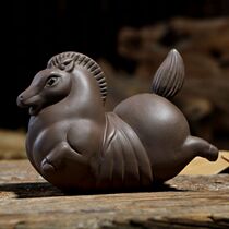 Carved raw ore purple sand tea pet wealth rolling and water spraying to attract wealth brave and powerful ornaments rich and powerful