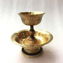 Pure copper water supply cup guardian cup carved brass cup large plate 12cm