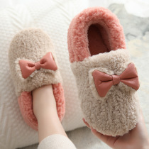 Cotton slippers winter all-inclusive non-slip warm plush bag with floor household home for women winter cotton slippers for couples men