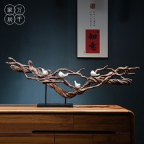 High-end new Chinese style solid wood natural tree roots Chinese style Zen ornaments home entrance B&B model room tea room decoration