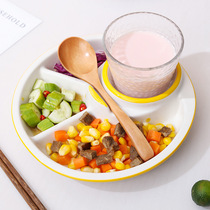 Nordic Internet celebrity one-person ceramic breakfast divided plate fat-reduced quantitative meal plate household childrens meal plate set