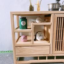 8BWI new Chinese style home modern simple office old elm wood with grid can boil water tea cabinet Duobaoge meal
