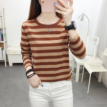 Watsons fat mm large size loose slimming long-sleeved T-shirt womens middle-aged and elderly mothers autumn wear belly-covering bottoming shirt foreign