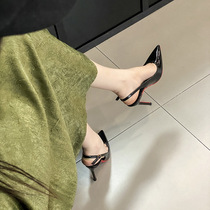 ZS222-1 high heels wedding shoes banquet shoes feminine stiletto sexy bridesmaid black pointed toe large size shoes