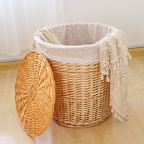 Gold Medal Willow Rattan Weaving Storage Basket Cover Dirty Clothes Basket Hotel Hot Pot Restaurant Storage Basket Toy Organizing Basket Weaving