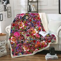 Flower Fashion Quilts 3D Printing Plush Blanket for Adult Co
