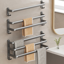 Towel rack punch-free toilet bathroom towel hanging rod storage rack toilet multi-layer space aluminum storage rack