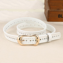New womens genuine leather pin buckle belt two-layer cowhide belt casual versatile hollow belt female factory direct sale