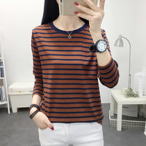 Watsons autumn fat mm large size loose long-sleeved T-shirt womens autumn clothing pure cotton bottoming shirt for women to wear outside and inside