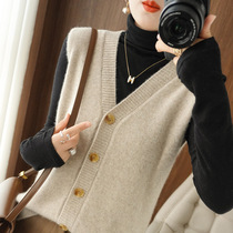 New autumn and winter outer vest cardigan womens loose V-neck knitted vest Korean style short versatile waistcoat top