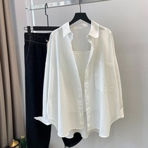 Fat MM extra large size 300 pounds high-end shirt womens summer loose casual outer wear long-sleeved sun protection POLO collar shirt 2