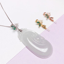 925 silver pendant buckle DIY silver jewelry gold silver buckle gold branch jade leaf buckle head crystal buckle emerald buckle fine needle buckle