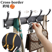 Nordic metal bathroom hook row self-adhesive punch-free black wall coat hooks behind the door coat hooks