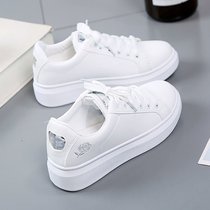 Flat white shoes for women 2024 spring and autumn new Korean style lace-up student casual shoes sports sneakers four seasons single shoes