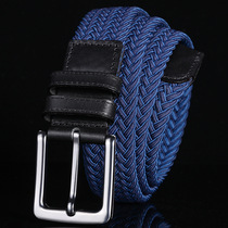 Guoguo Gold Medal Stretch Elastic Canvas Belt Mens Suit Business Casual Pants Belt Golf Pin Buckle Woven Leather