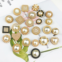 Metal Pearl Round Button Cardigan Sweater Top Button Dress Large Clothes Versatile Decoration Womens High-end