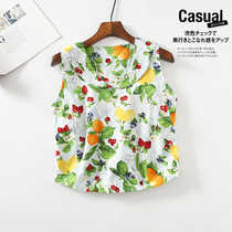 Spring and summer new evening style retro Hong Kong style fruit sleeveless V-neck vest vest versatile short style