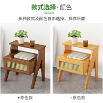 Simple modern extremely narrow bedside table cream style storage small solid wood light luxury high-end multifunctional sofa side cabinet