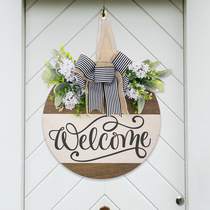 Spring Farmhouse Porch Decoration Front Door Welcome Sign House Pendant Burlap Bow Garland Welcome Sign