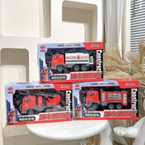 Large toy car childrens fire truck inertia large ladder truck simulated fire brigade set mechanism toy