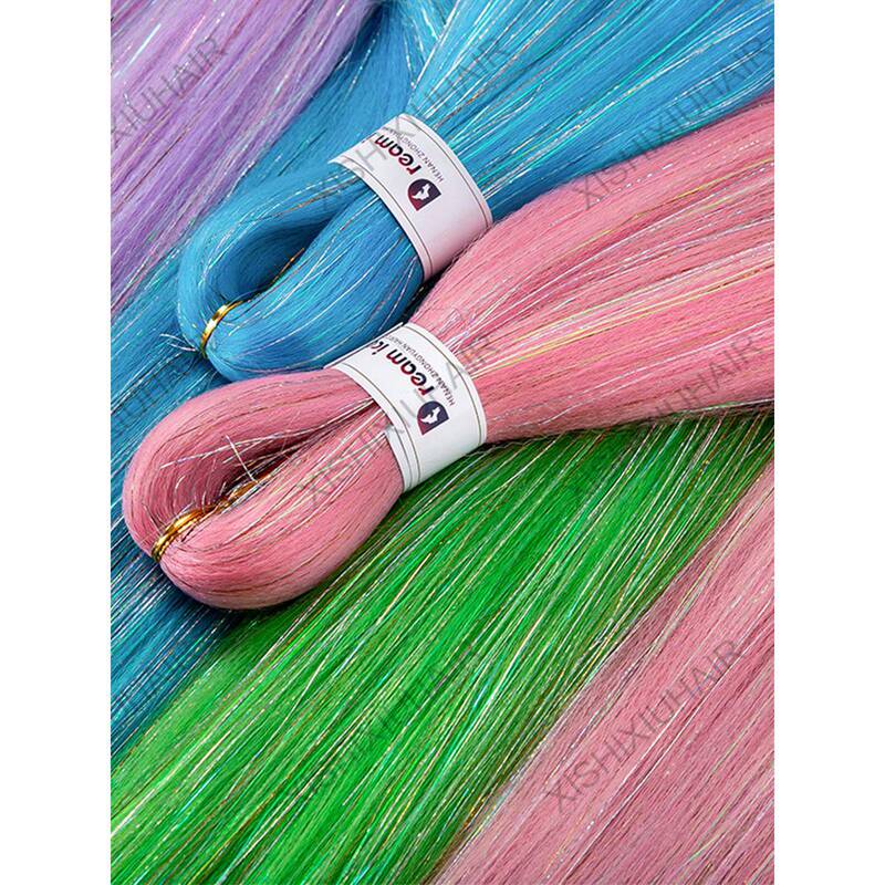 African Dreadlocks Braided Hair with Colorful Gold and Silver Strands 65cm Hair Extensions Wig Braids Easy Braids Hair