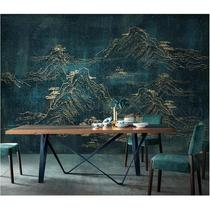 Light luxury golden relief lines Chinese style landscape wall covering TV background wall mural living room sofa wall covering wallpaper