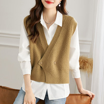 Factory direct sales design niche knitted vest for womens spring new style outer wear trendy fashion sweater cardigan