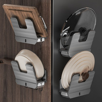 Kitchen large pot lid rack wall-mounted with drain plate chopping board rack without punching pot lid artifact for home use