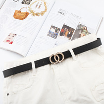 Japan FCs new pearl circle snap buckle pebbled belt simple and versatile decorative belt Korean style trendy jewelry