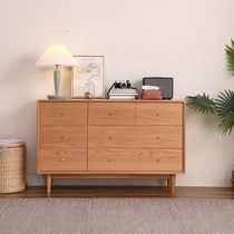 New Nordic solid wood sideboard storage cabinet living room entrance cabinet new Chinese oak restaurant tea cabinet light luxury