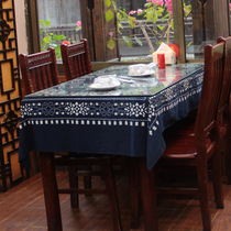 Chinese table flag bed flag Miao batik painting tea table cotton and linen tablecloth TV cabinet cover modern simple tea table cloth cushion