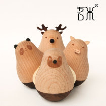 Creative wooden crafts tumbler wooden toy tumbler Nordic elk ornaments paperweight ornaments