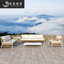 Outdoor furniture outdoor sofa sun-proof and waterproof rattan chair courtyard terrace leisure outdoor double sofa coffee table