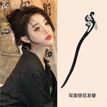 Ancient style hairpins long thick hairpins Hanfu retro style ethnic hairpins black wood hairpins cheongsam for couples versatile temperament for women
