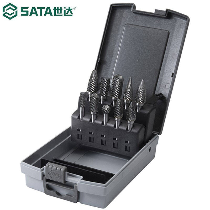 SATA 5370610-piece double-tooth carbide rotary file set 53706
