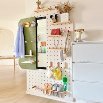 (Maobujuan Home Furnishing) Customized entrance door hole board dressing mirror hole wall solid wood storage wall storage rack