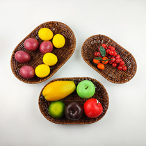 Nordic style fruit plate imitation rattan snack fruit basket storage basket creative hall coffee table jewelry storage basket