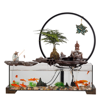 High-end wealth-charging glass fish tank home living room TV cabinet decoration circulating L water office decoration Qiao