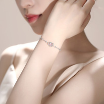 Gold medal s925 sterling silver around the planet bracelet for women Korean version simple small fresh bracelet summer moonstone hand jewelry