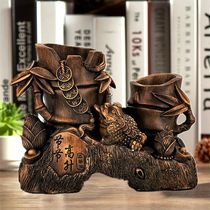 Wenchang Tower Cow Horse Golden Toad Pen Holder Ornaments Office Study Decorations Desktop Crafts for Teachers Day Gifts