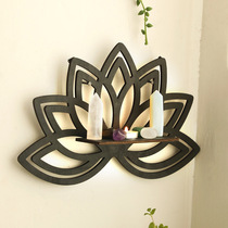 Wooden flower-shaped hollow crystal storage rack simple B&B home wall ornaments decoration