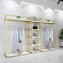 Clothing store display rack transparent clothes hanger floor-standing storage rack combination display rack multi-layer clothes hanger gold