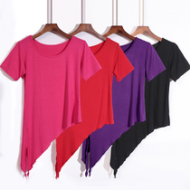 High-end dance clothing womens square dance tops short-sleeved new spring and summer middle-aged and elderly modal dance clothing practice