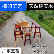 Raw wood paint-free varnish wine red long bench home solid wood fir rural old-fashioned wood simple long bench single stool