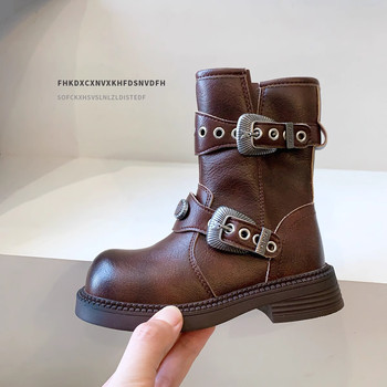 French Uamtor Kidsren's Boots 2025 Autumn and Winter New Style Maillard Knight Boots Girls' Short Boots British Mid-Calf Boots