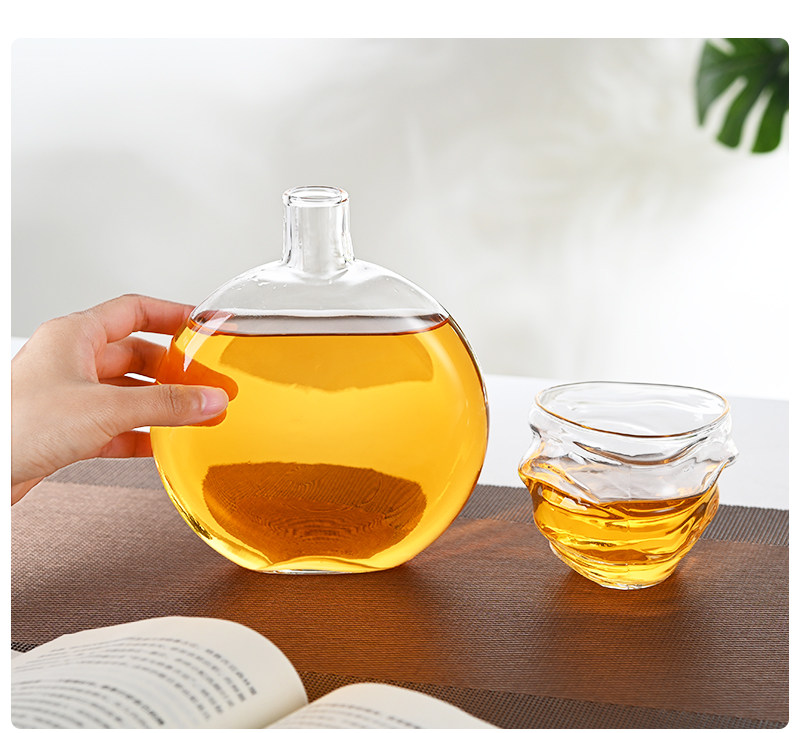 Пузырь бутылки 圆形冷萃瓶月亮瓶新中式茶馆茶瓶高硼硅耐高温随身水壶泡酒瓶茶具
